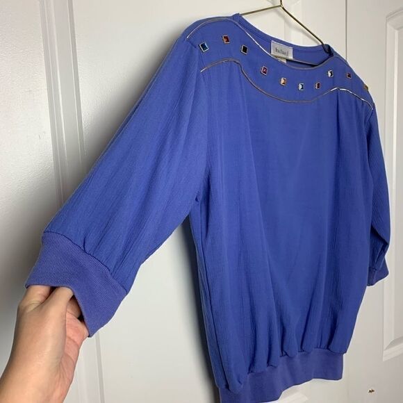 90s Vintage Oversized Top Jewel Embellishment - Picture 4 of 5